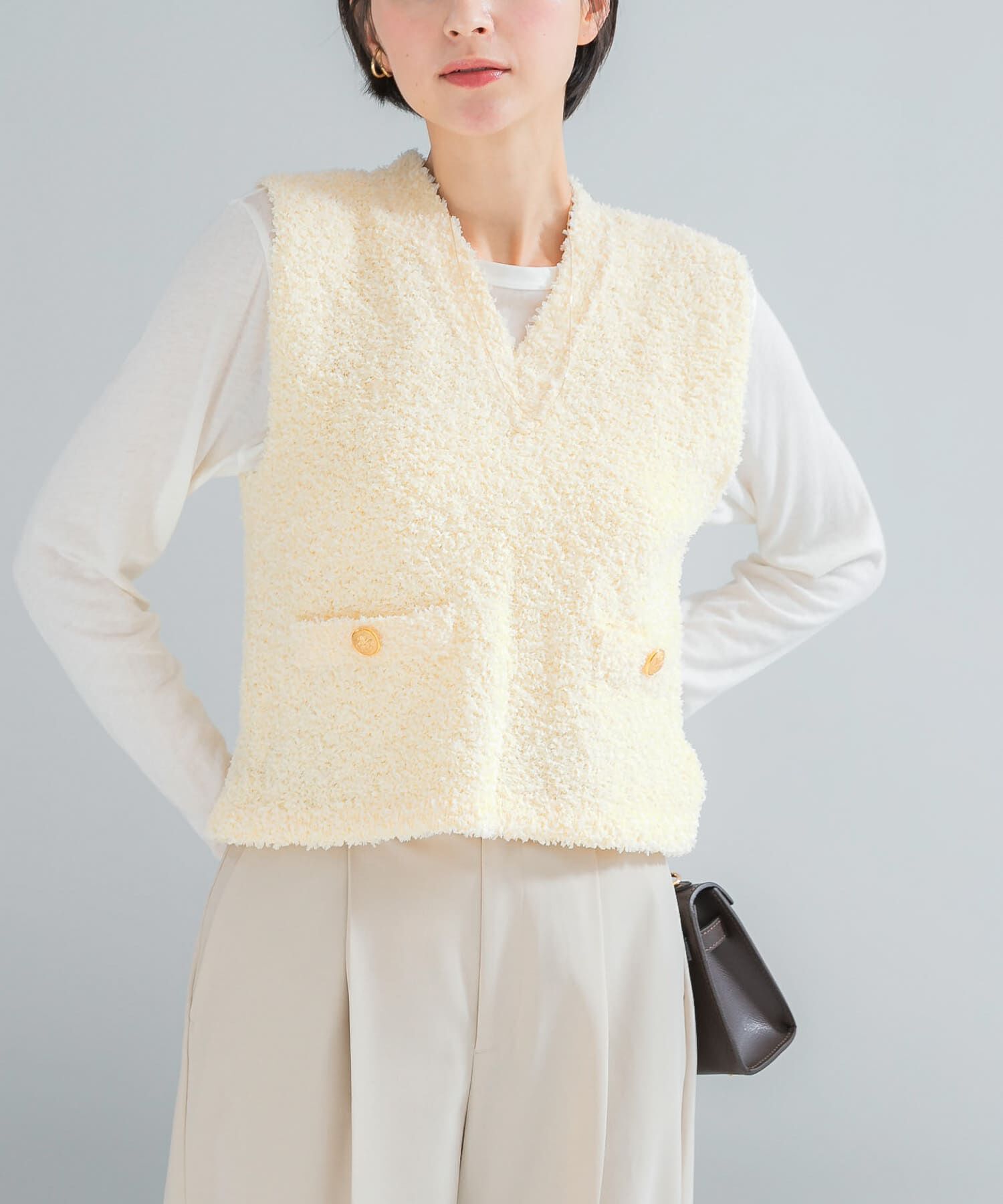 URBAN RESEARCH ROSSO「ニットツイードVネックベスト」|ベスト・ジレ|