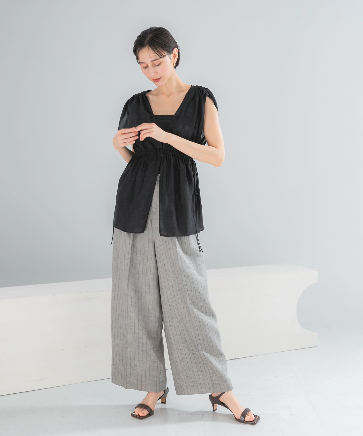 URBAN RESEARCH ROSSO「ラメリネンストライプワイドパンツ」|その他|