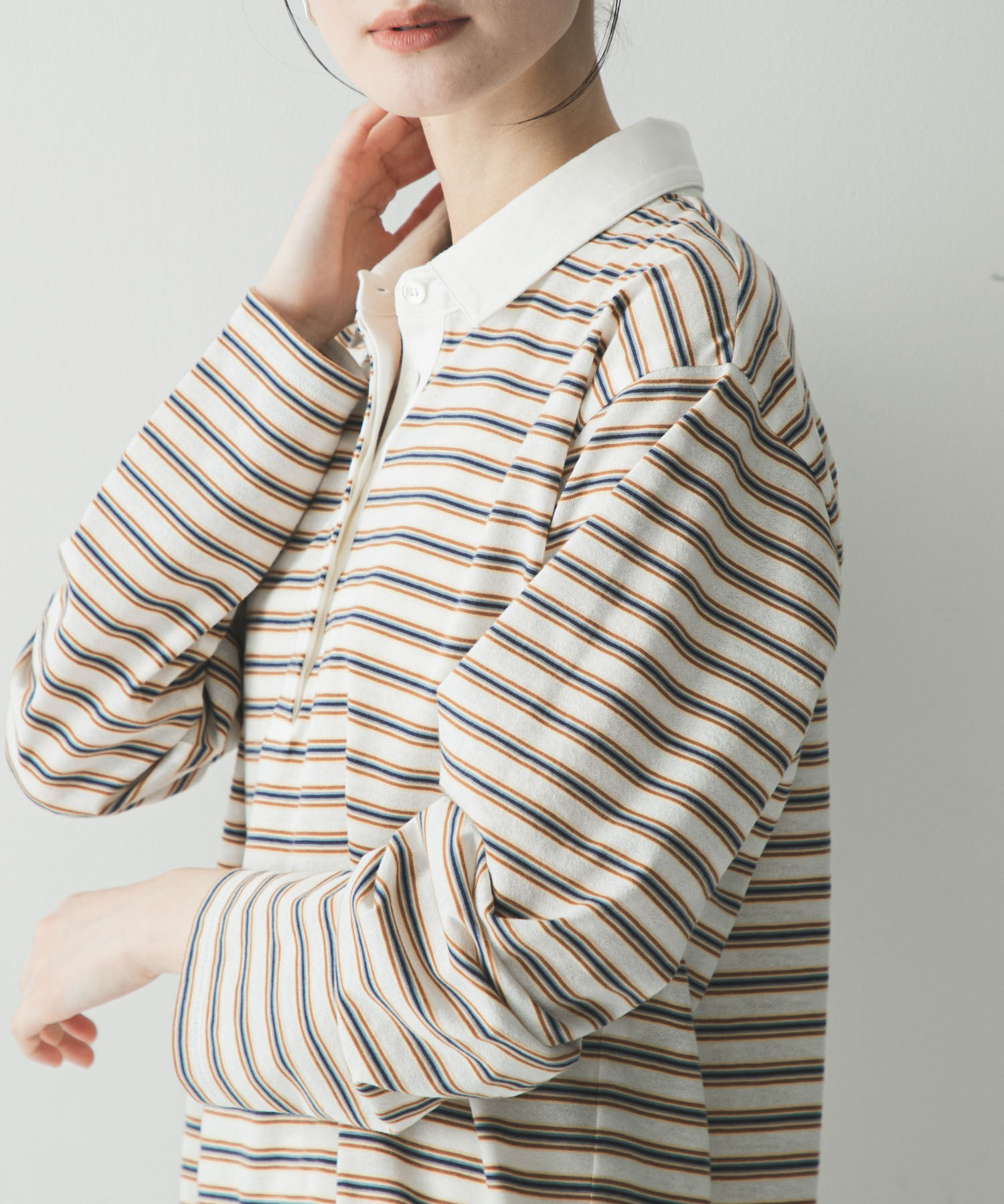 URBAN RESEARCH「シャツカラーマルチボーダーカットソー」|シャツ・ブラウス|