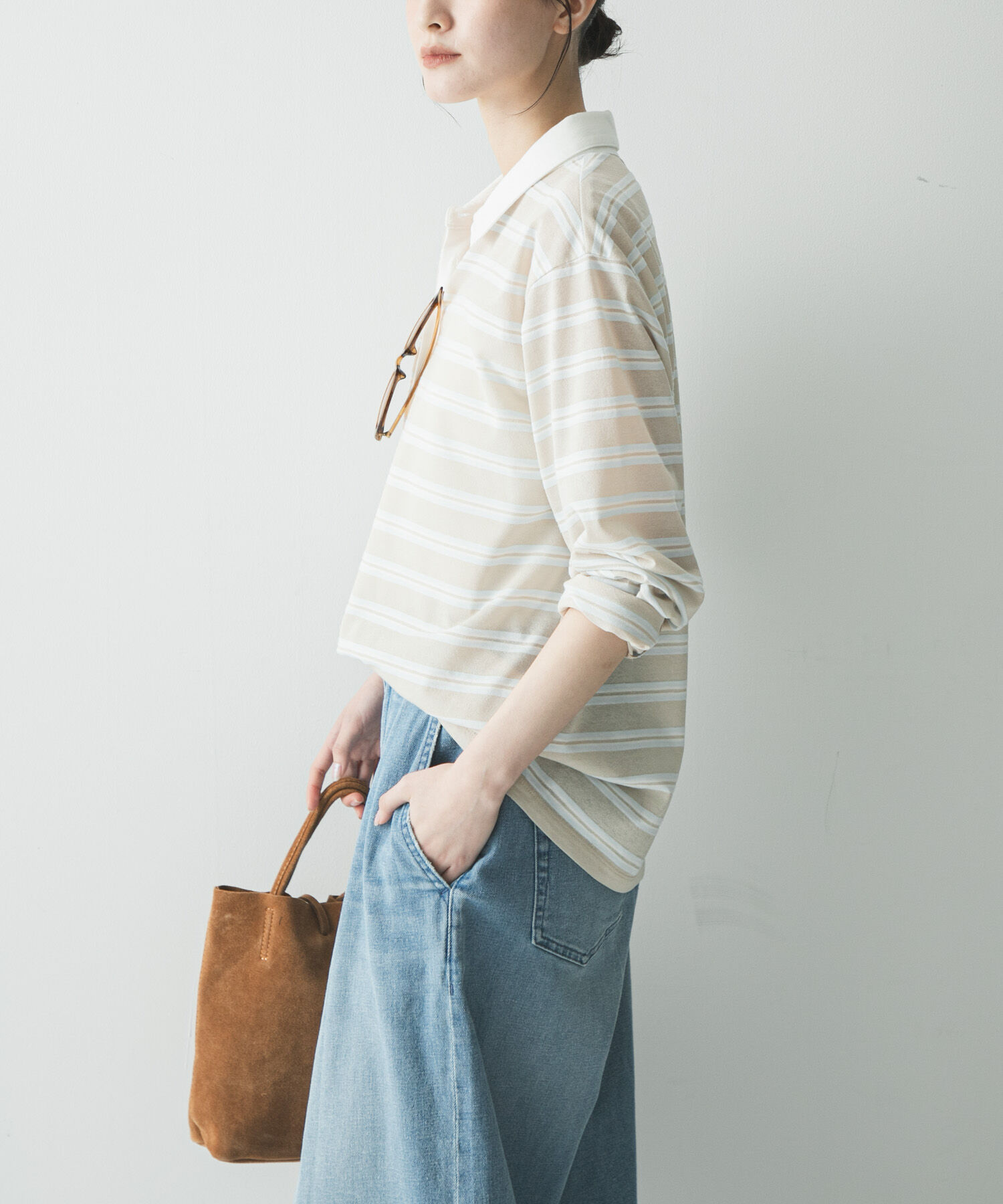 URBAN RESEARCH「シャツカラーマルチボーダーカットソー」|シャツ・ブラウス|