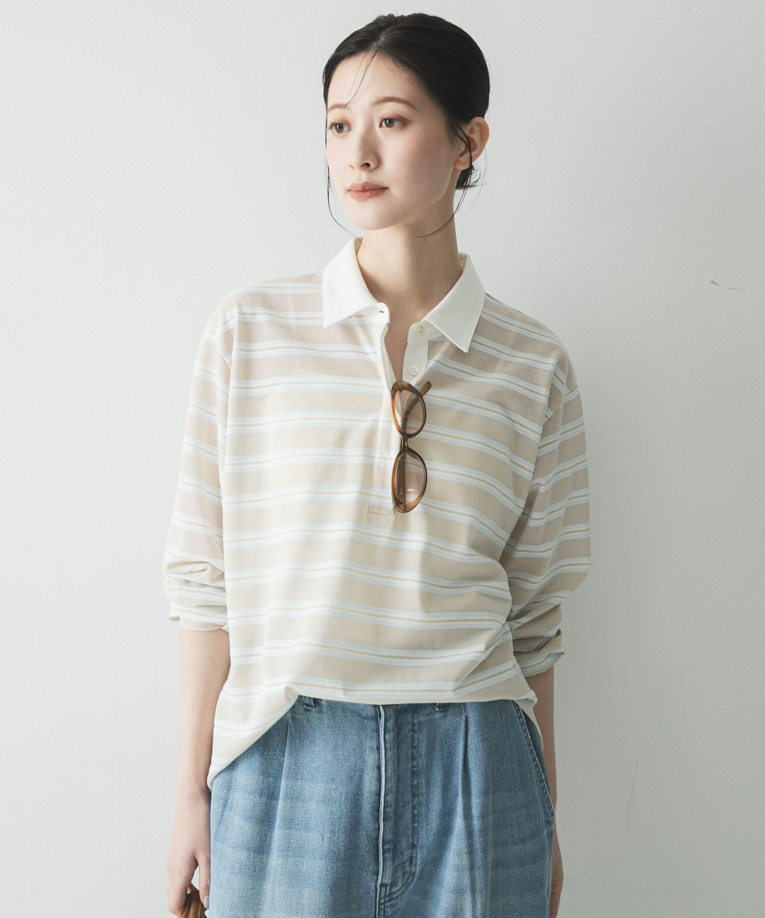 URBAN RESEARCH「シャツカラーマルチボーダーカットソー」|シャツ・ブラウス|