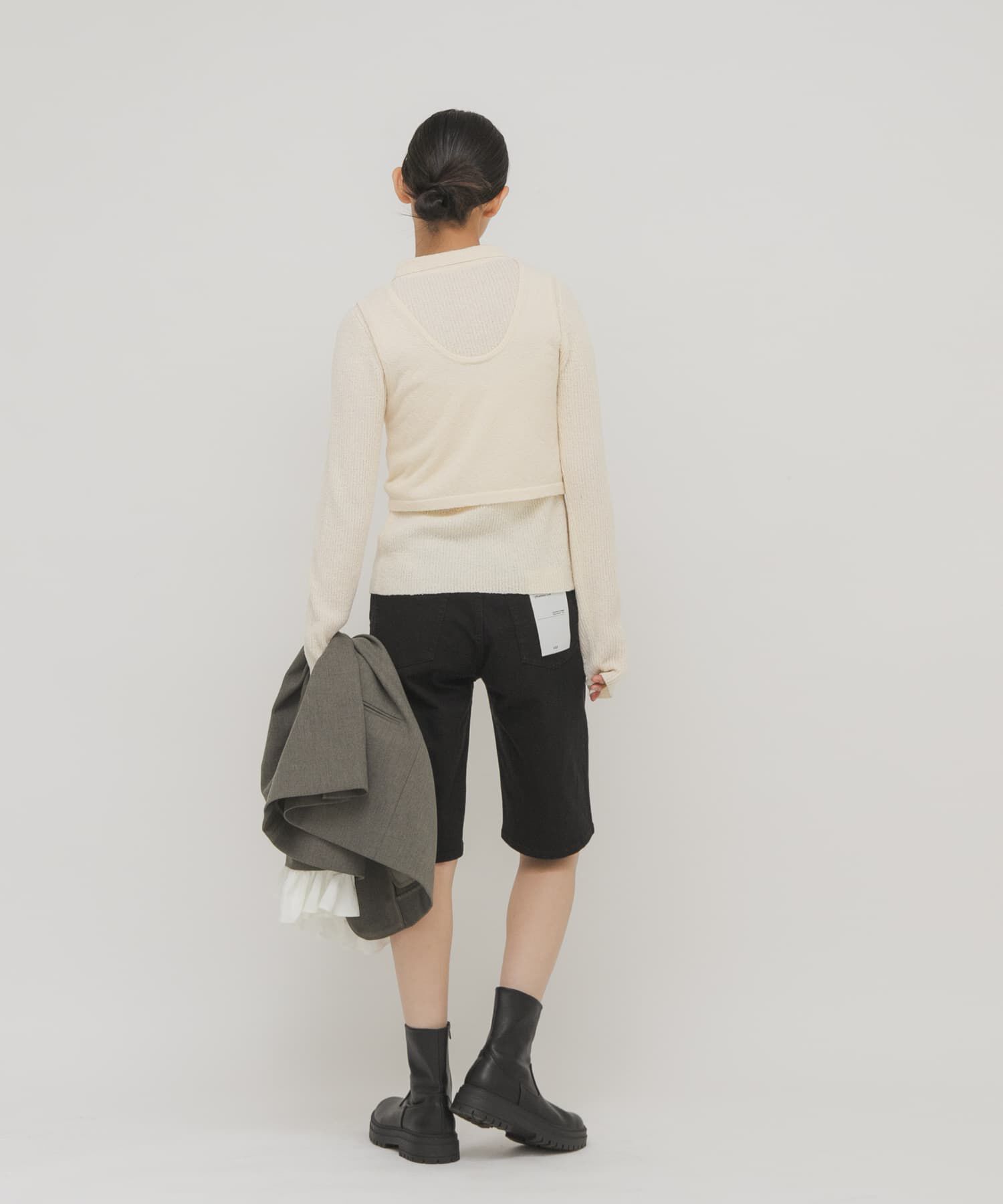  「『一部WEB限定カラー』ミニブークレレイヤードニットシャツ」|ニット・セーター|