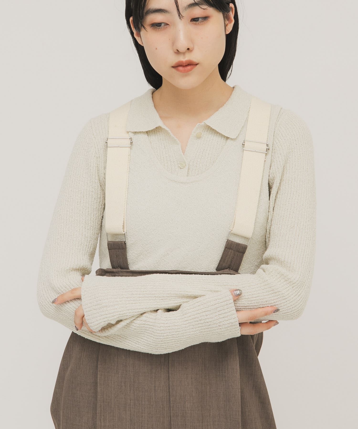  「『一部WEB限定カラー』ミニブークレレイヤードニットシャツ」|ニット・セーター|