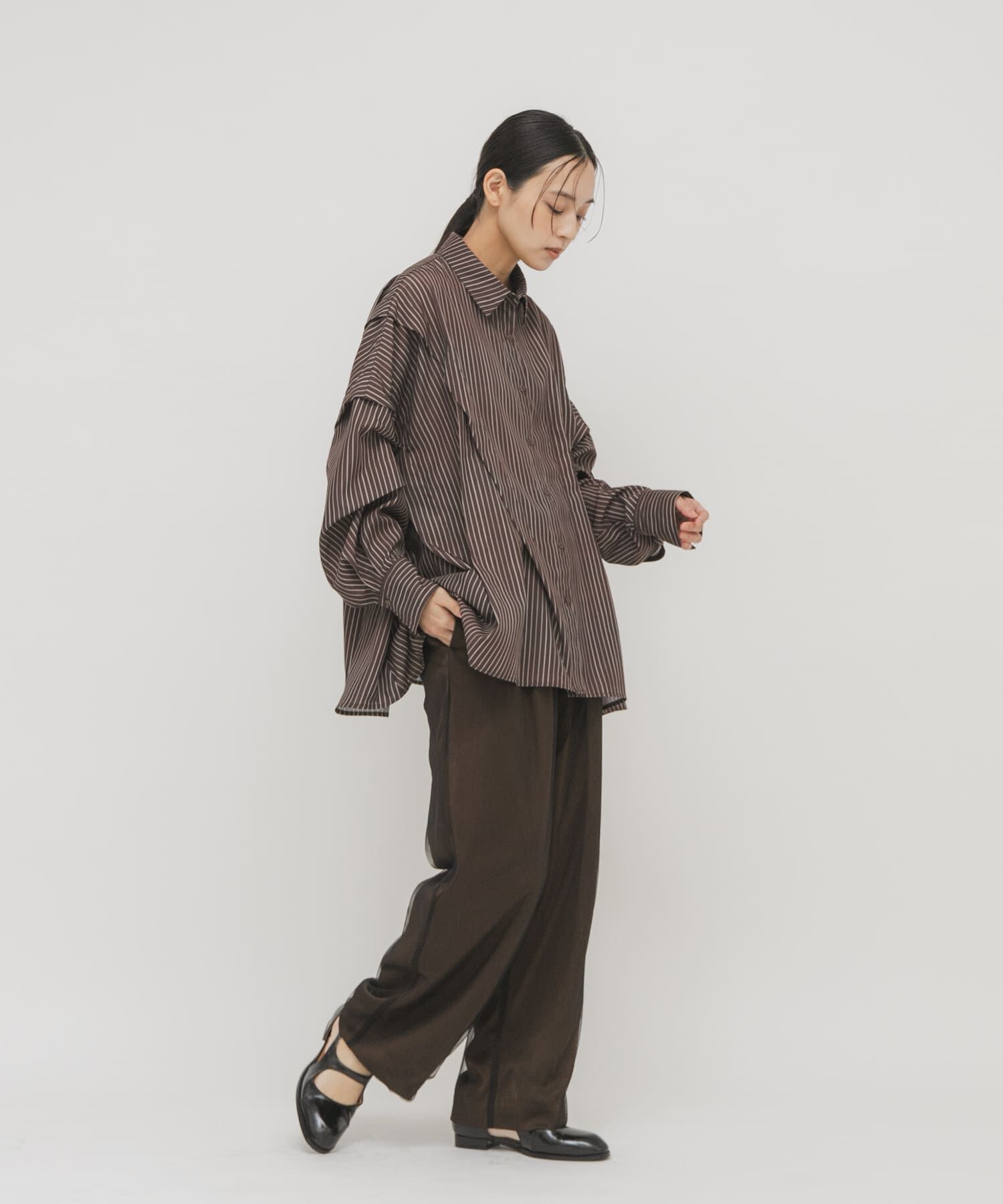  「ランダムタックデザインストライプシャツ」|シャツ・ブラウス|
