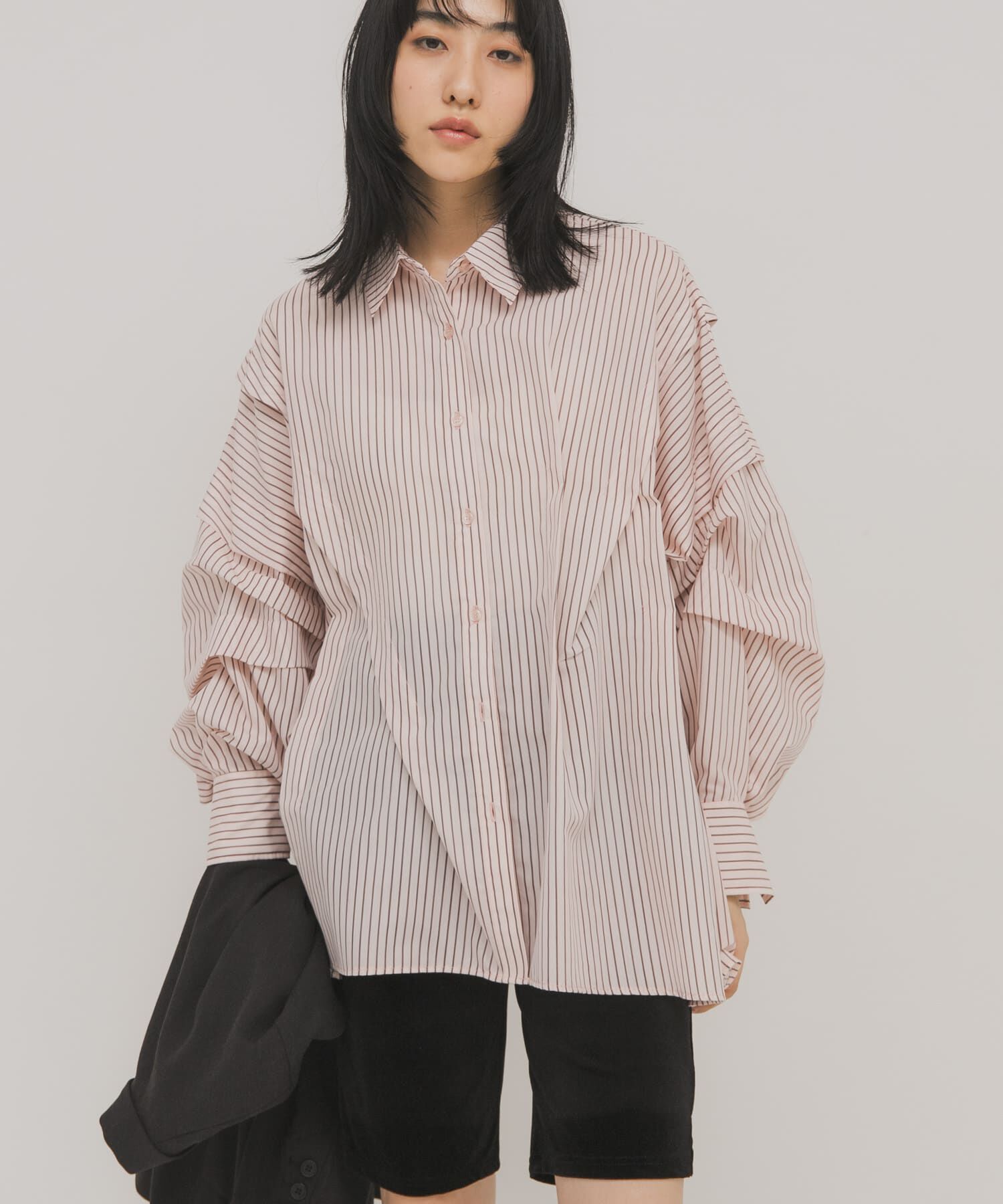  「ランダムタックデザインストライプシャツ」|シャツ・ブラウス|