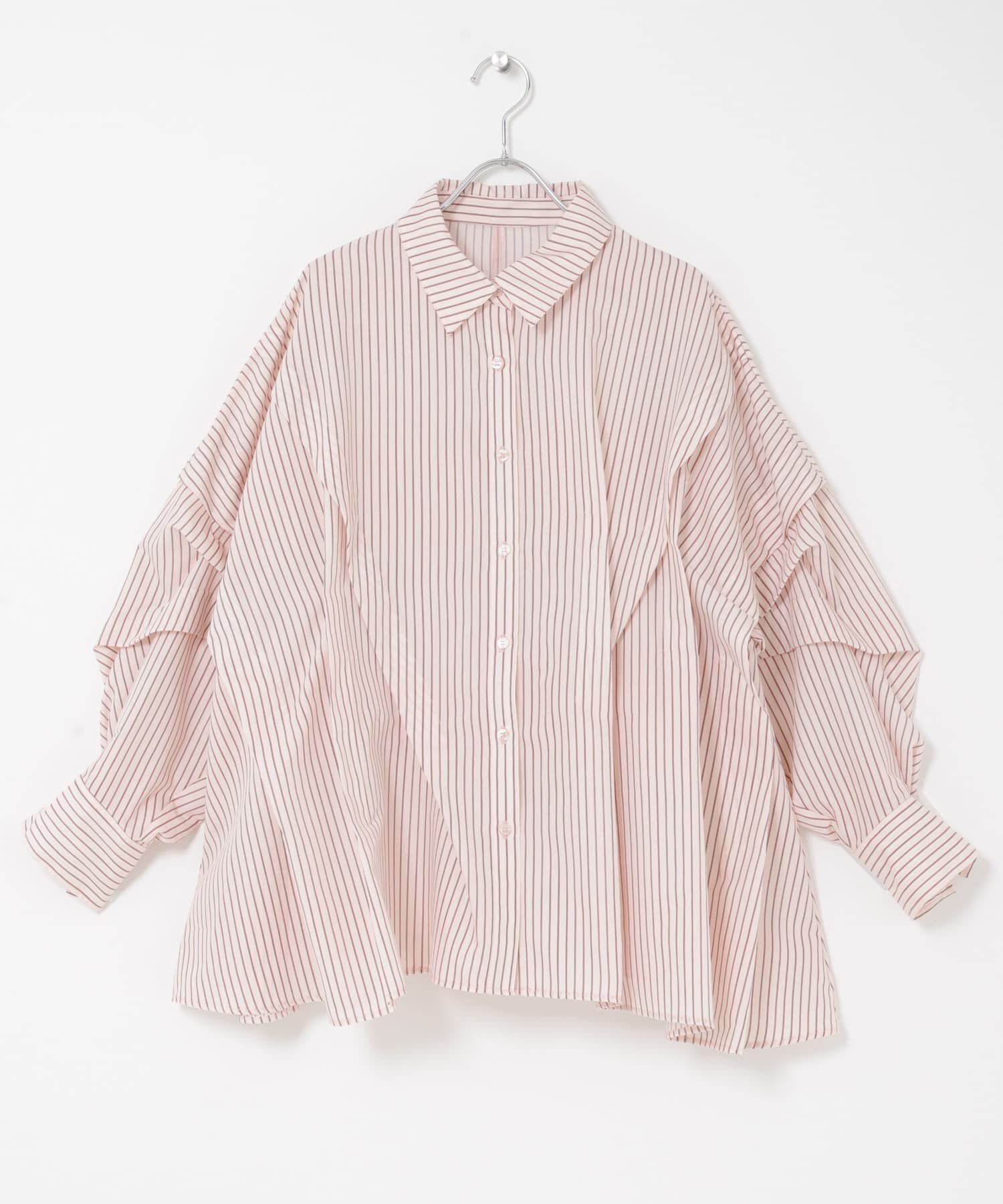  「ランダムタックデザインストライプシャツ」|シャツ・ブラウス|