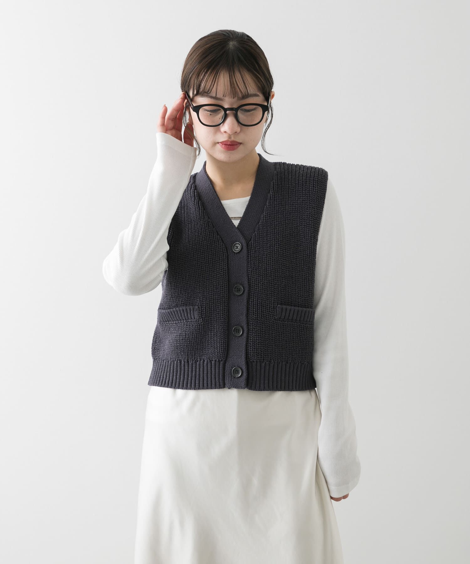 SENSE OF PLACE by URBAN RESEARCH「クロップドニットベスト」|ベスト・ジレ|