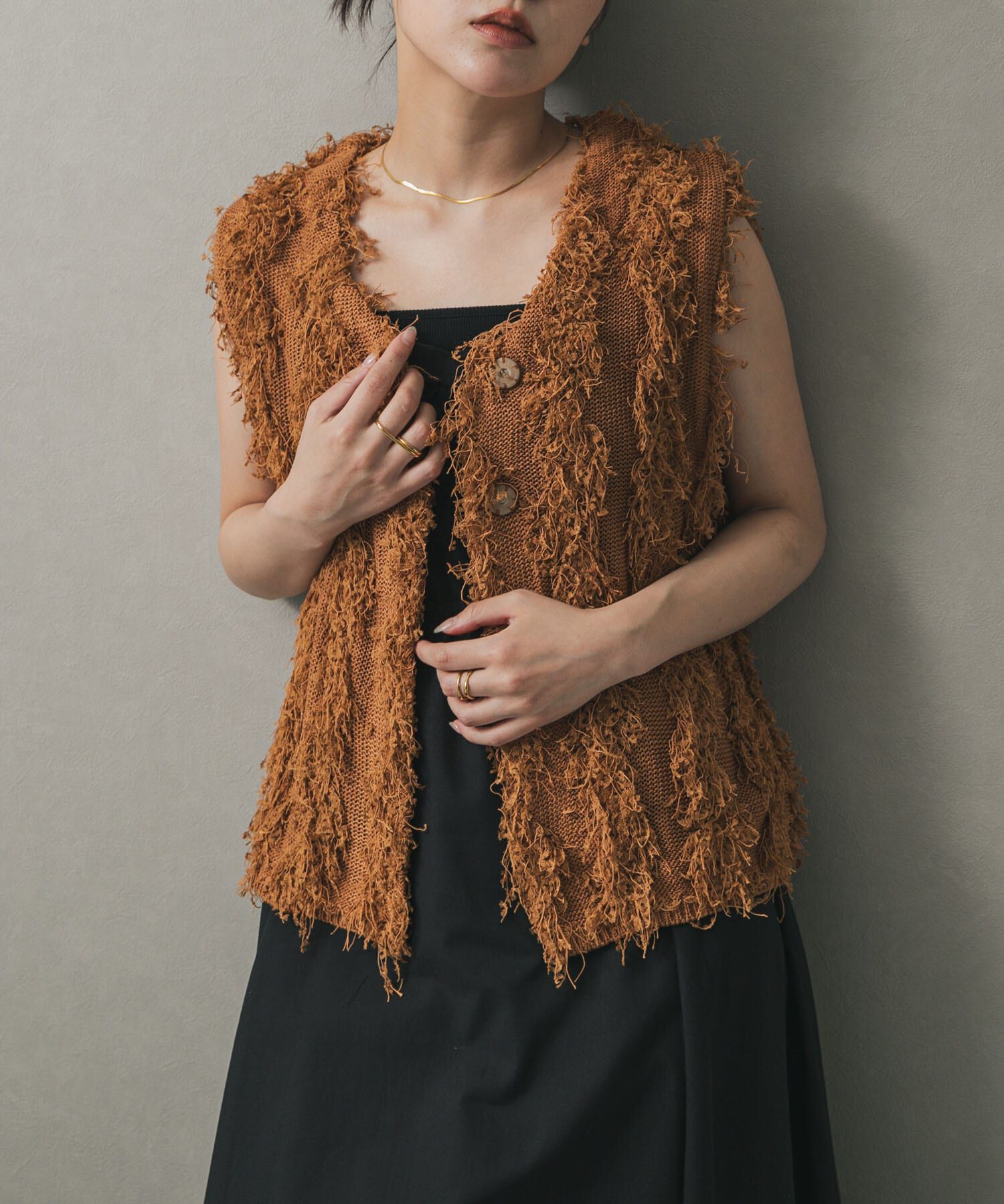 SENSE OF PLACE by URBAN RESEARCH「コードチュールフリンジベスト」|ベスト・ジレ|キャメル