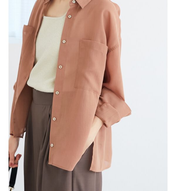 le.coeur blanc「《手洗い可能》ダブルポケットシアーシャツ」|シャツ・ブラウス|Ｌ／ブラウン