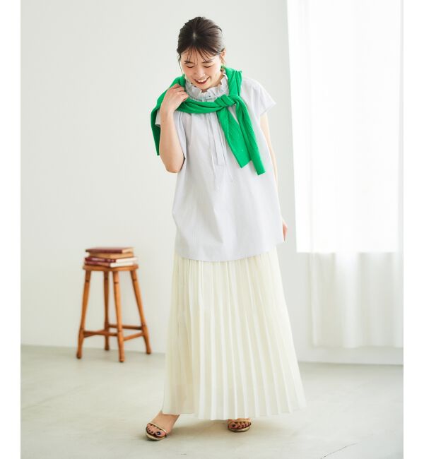  「ストライプフリルカラーブラウス」|シャツ・ブラウス|