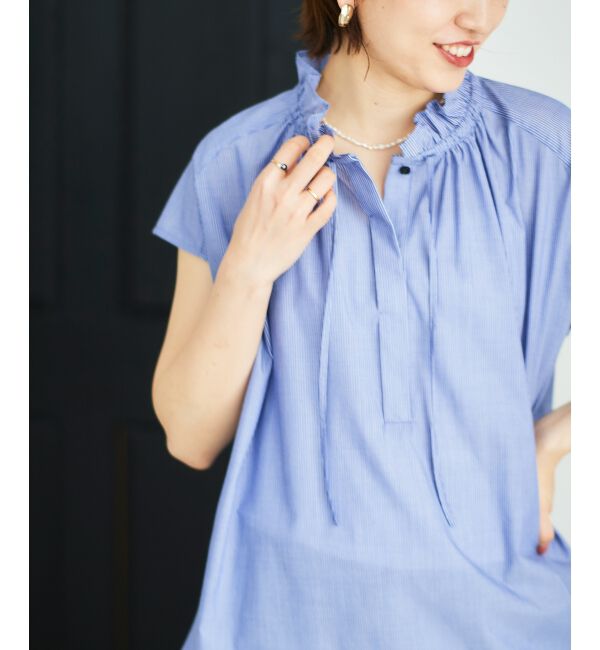  「ストライプフリルカラーブラウス」|シャツ・ブラウス|