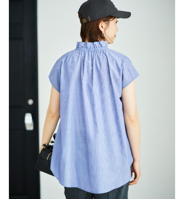 「ストライプフリルカラーブラウス」|シャツ・ブラウス|