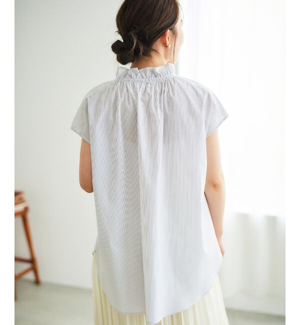  「ストライプフリルカラーブラウス」|シャツ・ブラウス|