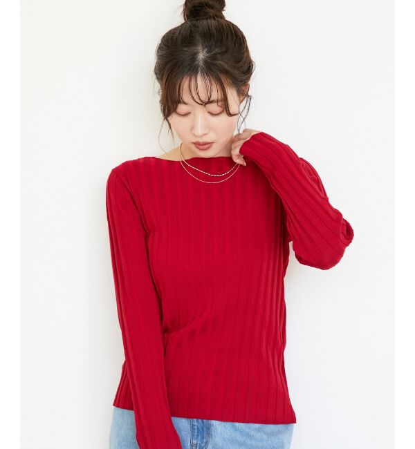  「《手洗い可能》ボートネックリブニット」|ニット・セーター|