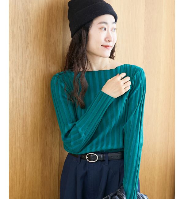  「《手洗い可能》ボートネックリブニット」|ニット・セーター|