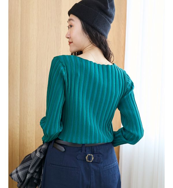  「《手洗い可能》ボートネックリブニット」|ニット・セーター|