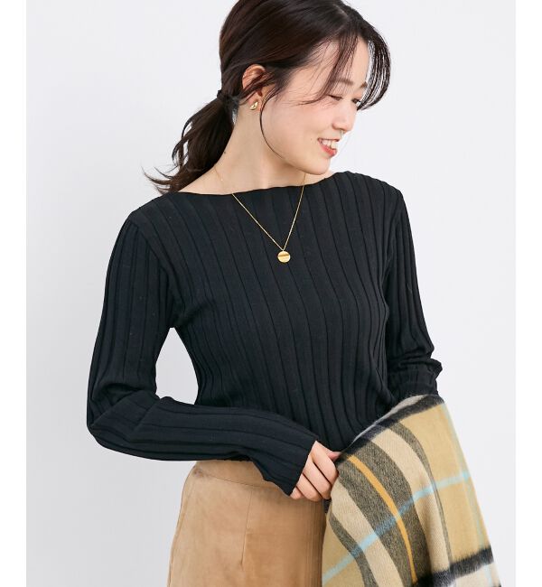  「《手洗い可能》ボートネックリブニット」|ニット・セーター|