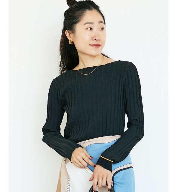  「《手洗い可能》ボートネックリブニット」|ニット・セーター|