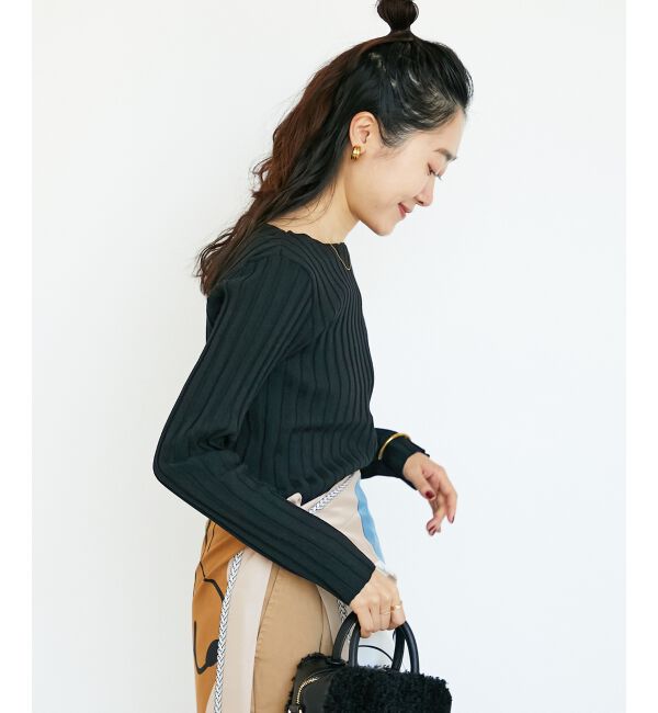  「《手洗い可能》ボートネックリブニット」|ニット・セーター|