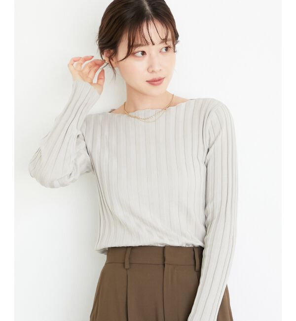  「《手洗い可能》ボートネックリブニット」|ニット・セーター|