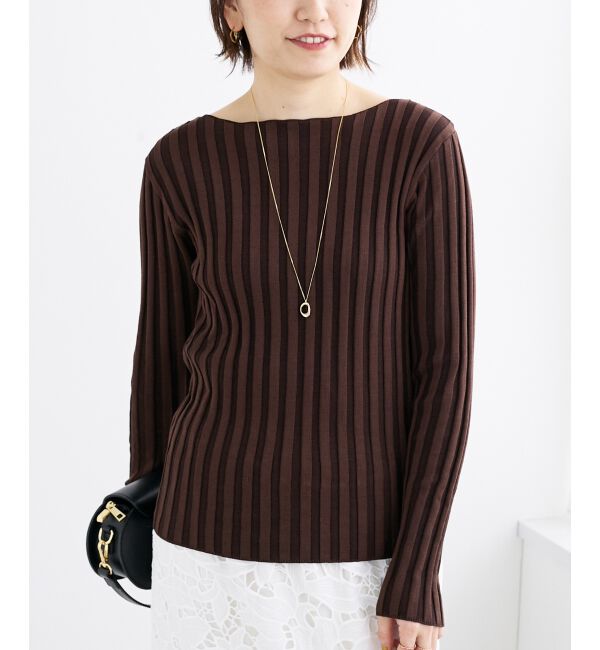  「《手洗い可能》ボートネックリブニット」|ニット・セーター|