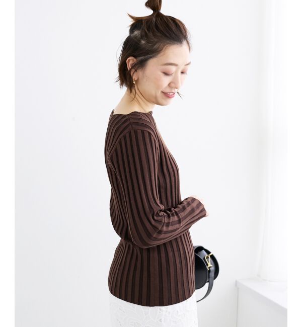  「《手洗い可能》ボートネックリブニット」|ニット・セーター|