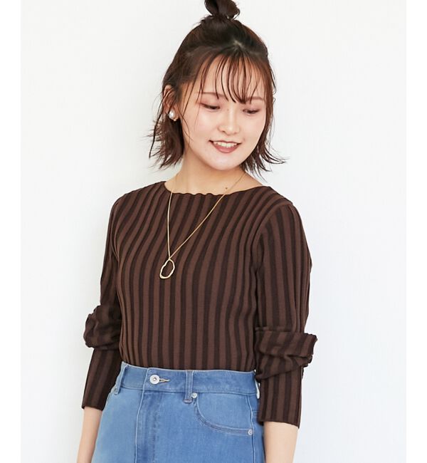  「《手洗い可能》ボートネックリブニット」|ニット・セーター|