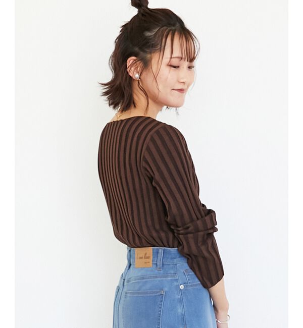  「《手洗い可能》ボートネックリブニット」|ニット・セーター|