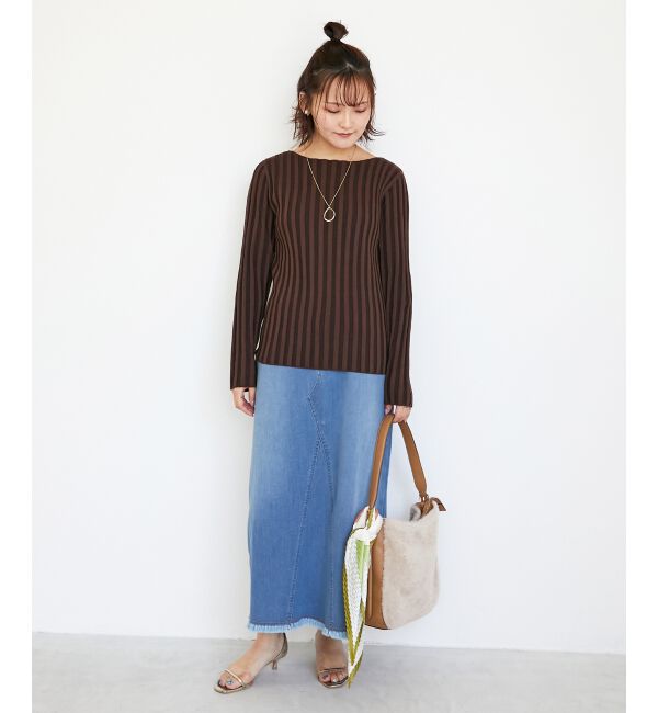  「《手洗い可能》ボートネックリブニット」|ニット・セーター|