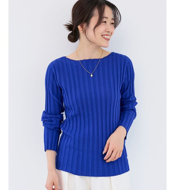  「《手洗い可能》ボートネックリブニット」|ニット・セーター|