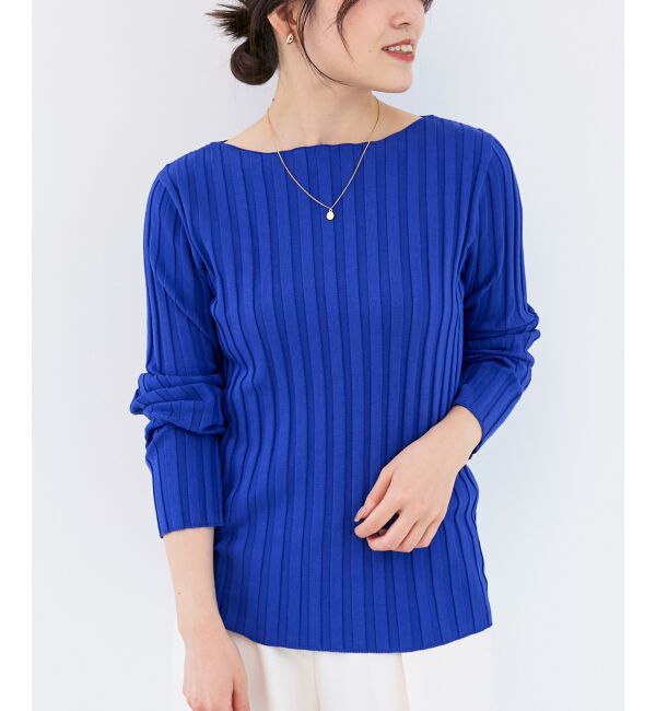  「《手洗い可能》ボートネックリブニット」|ニット・セーター|