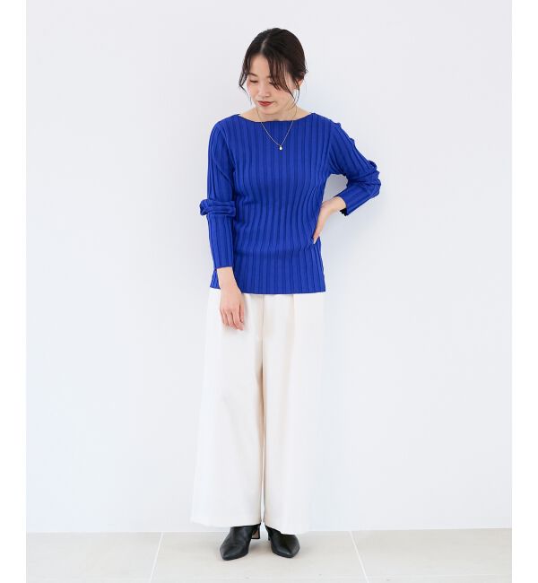  「《手洗い可能》ボートネックリブニット」|ニット・セーター|