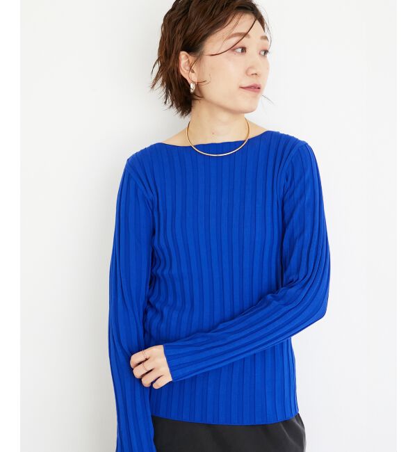  「《手洗い可能》ボートネックリブニット」|ニット・セーター|