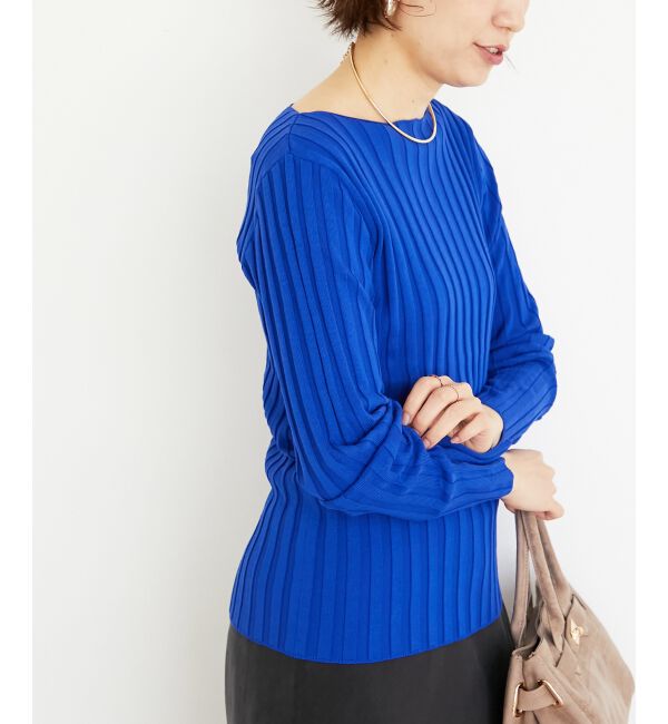  「《手洗い可能》ボートネックリブニット」|ニット・セーター|