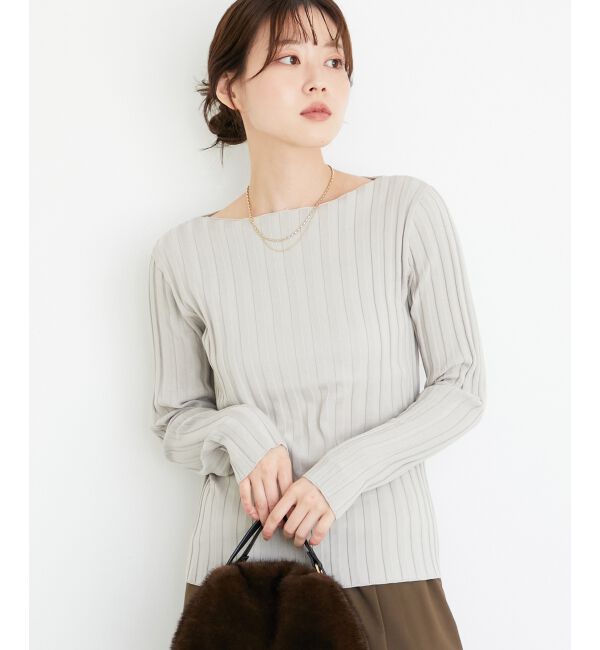 「《手洗い可能》ボートネックリブニット」|ニット・セーター|ｸﾞﾚｰｼﾞｭ