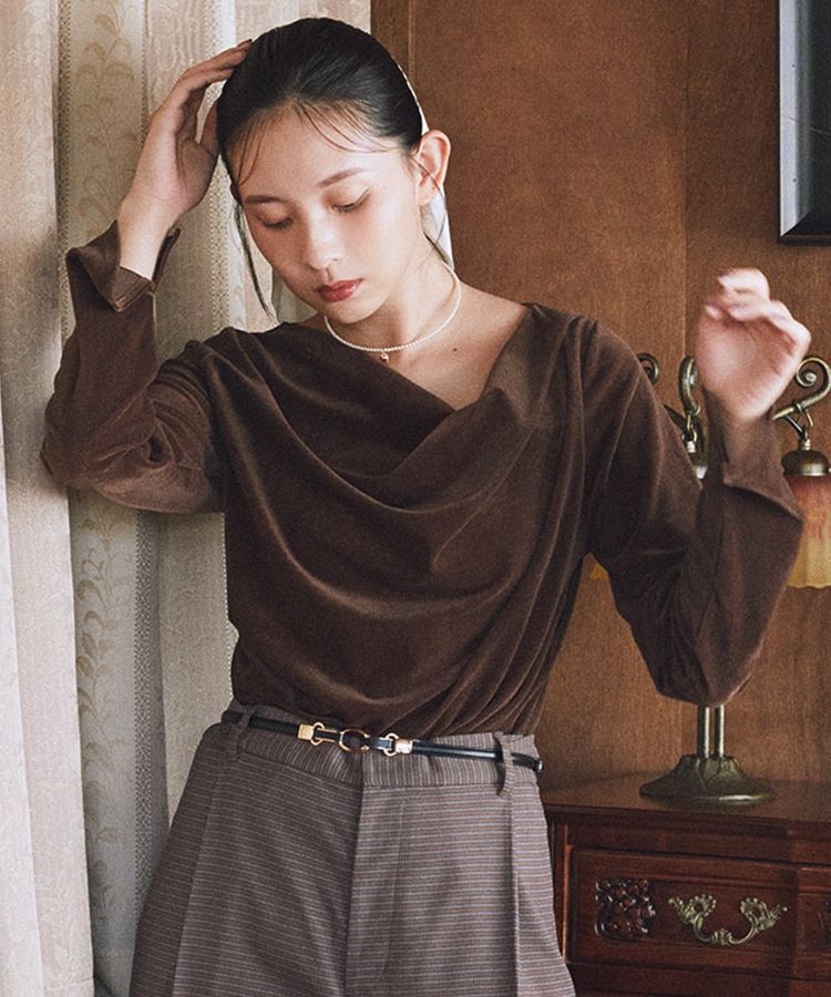 earth music&ecology「シアーベロアドレープネックプルオーバー」|Tシャツ・カットソー|