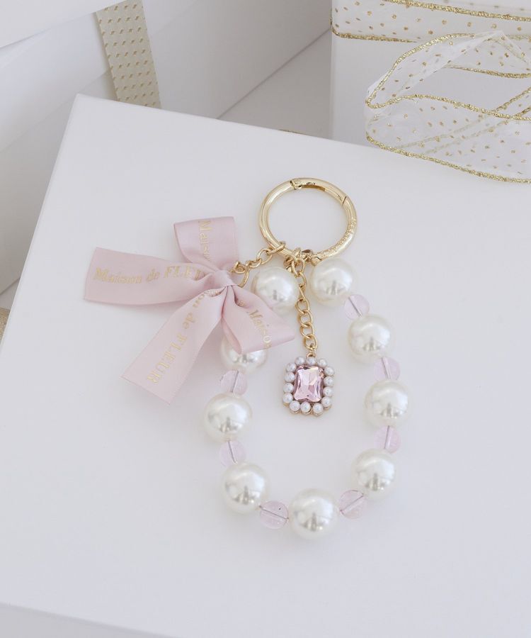 Maison de FLEUR「ロゴリボンビッグパールビジューチャーム」|その他|ライトピンク