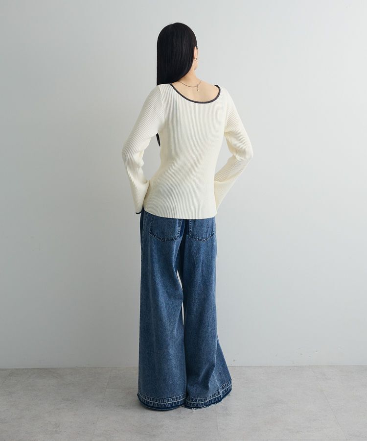 AnriettMusee「前後2wayアシンメトリー袖フレアリブニット」|ニット・セーター|