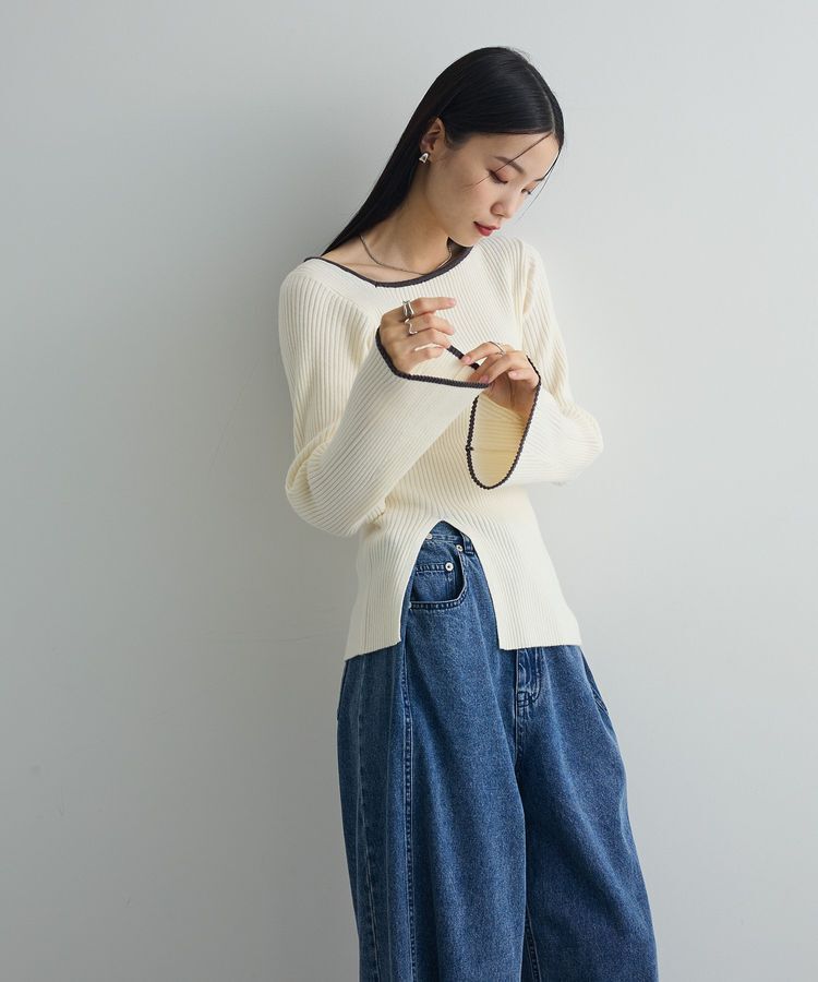 AnriettMusee「前後2wayアシンメトリー袖フレアリブニット」|ニット・セーター|