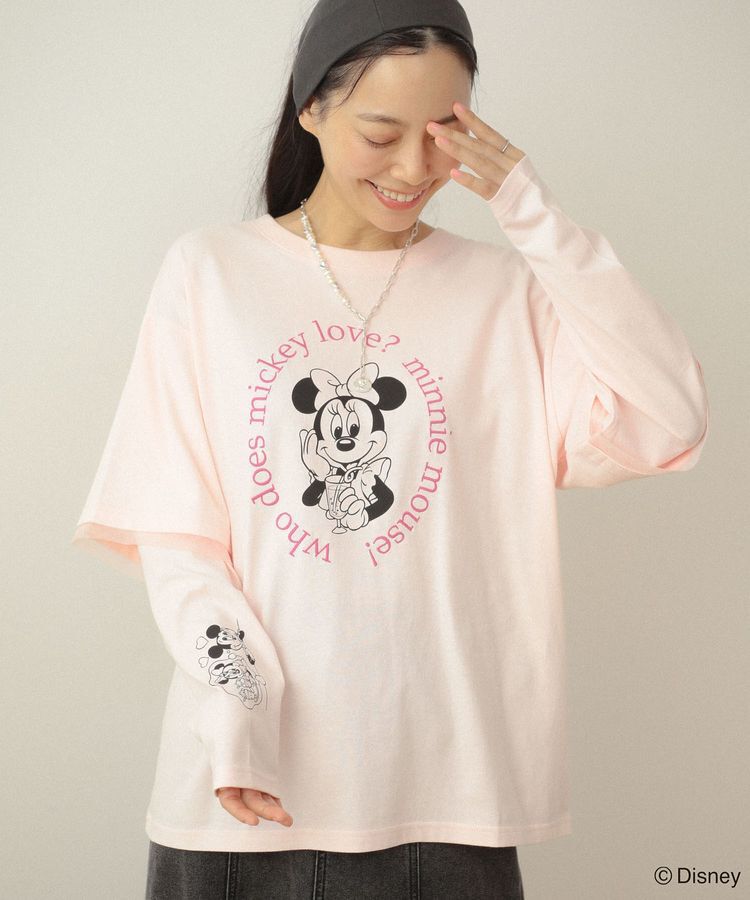 Green Parks「ミッキー&フレンズ/レイヤードプリントロングTシャツ」|Tシャツ・カットソー|Light Pink