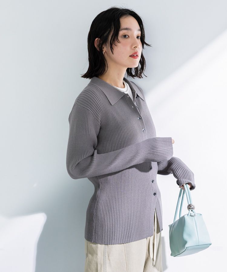 Green Parks「襟付きリブニットカーディガン」|カーディガン|