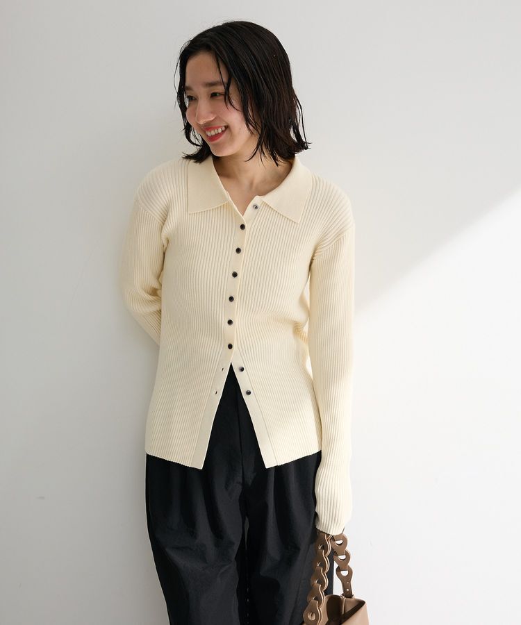 Green Parks「襟付きリブニットカーディガン」|カーディガン|