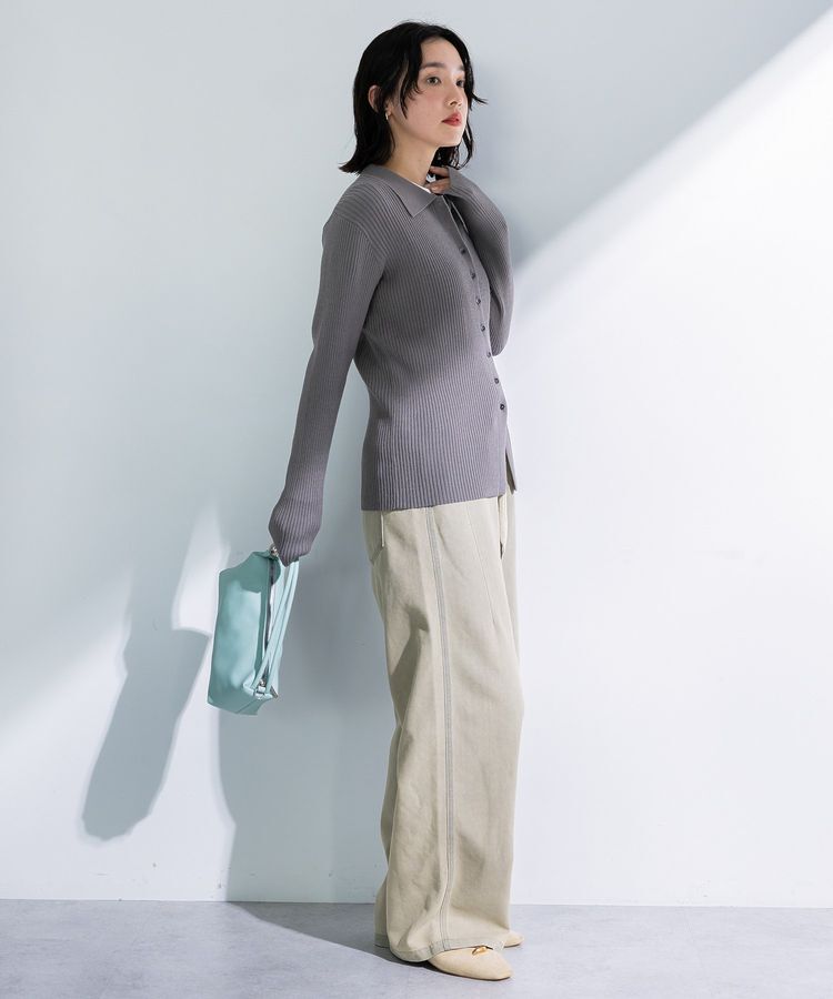 Green Parks「襟付きリブニットカーディガン」|カーディガン|