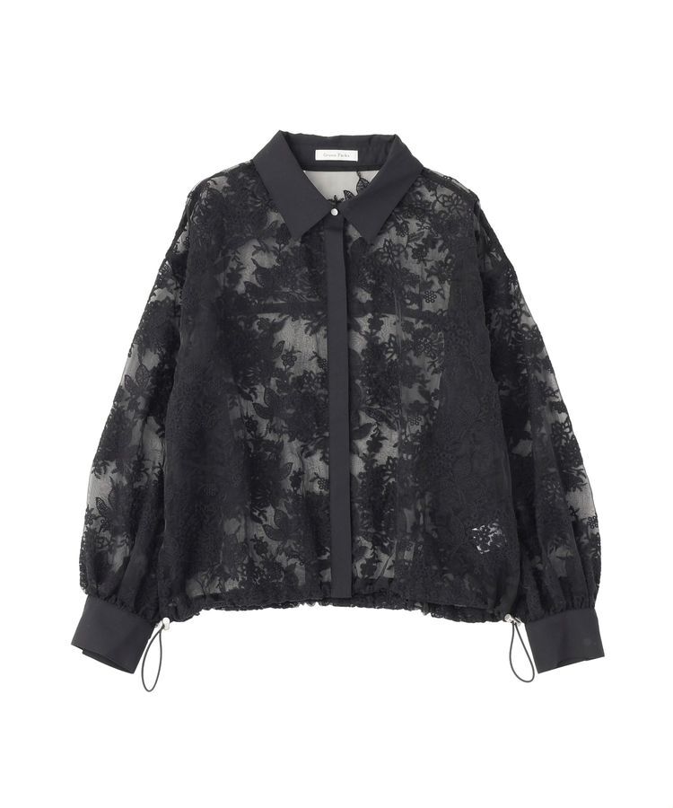 Green Parks「オーガン刺繍比翼シャツ」|シャツ・ブラウス|Black