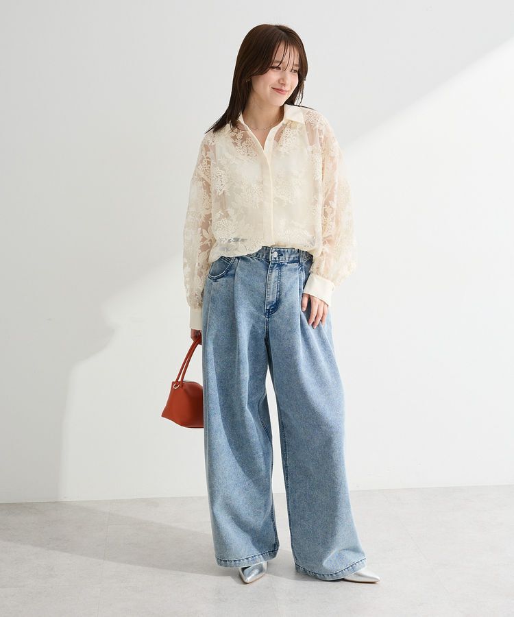 Green Parks「オーガン刺繍比翼シャツ」|シャツ・ブラウス|