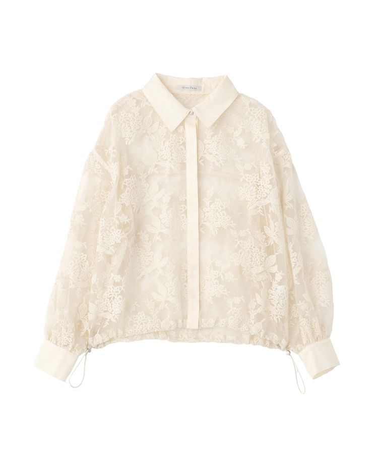 Green Parks「オーガン刺繍比翼シャツ」|シャツ・ブラウス|