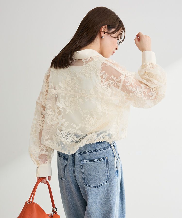 Green Parks「オーガン刺繍比翼シャツ」|シャツ・ブラウス|