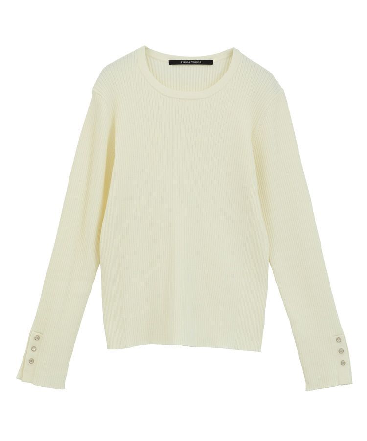 YECCA VECCA「袖釦クルーネックリブニット」|ニット・セーター|