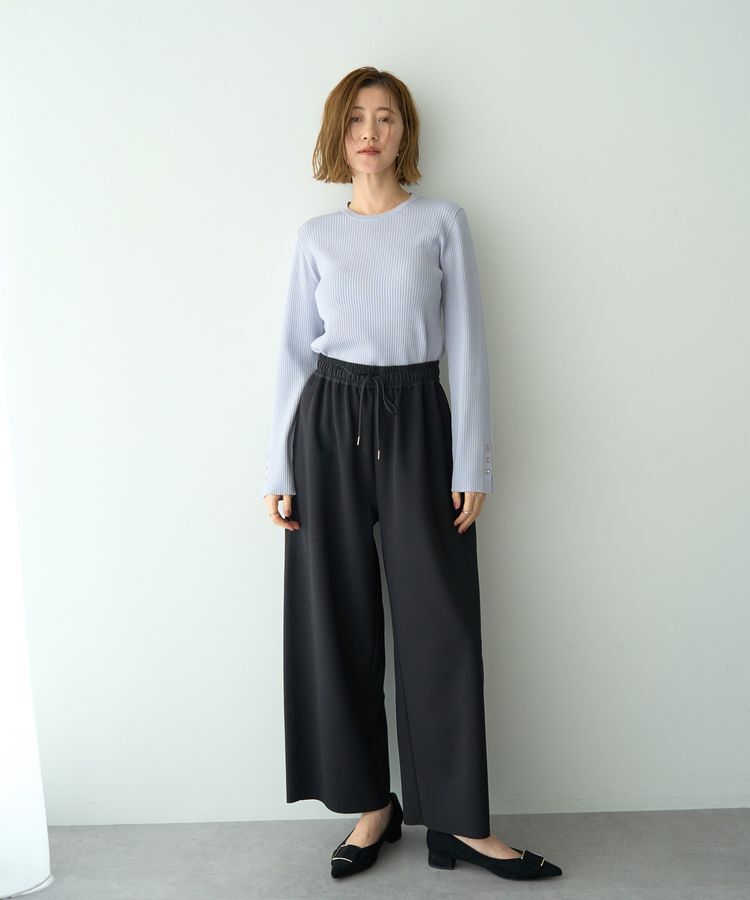 YECCA VECCA「袖釦クルーネックリブニット」|ニット・セーター|