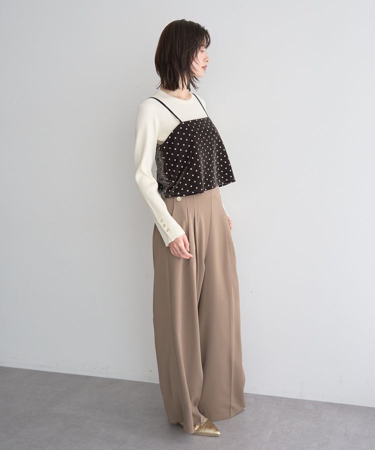 YECCA VECCA「袖釦クルーネックリブニット」|ニット・セーター|